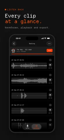 Annotate Audio App Store screenshot: Every clip at a glance